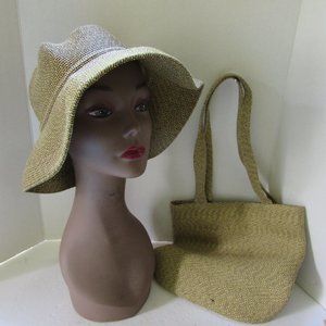 Toucan Collections Woven Slouch Hat Matching Tote